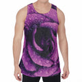 Dark Purple Rose Print Men's Velvet Tank Top