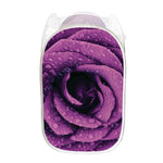 Dark Purple Rose Print Mesh Laundry Hamper