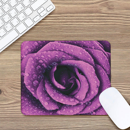 Dark Purple Rose Print Mouse Pad