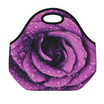 Dark Purple Rose Print Neoprene Lunch Bag