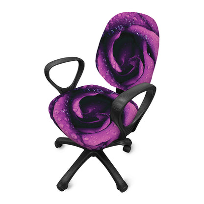 Dark Purple Rose Print Office Chair Cover
