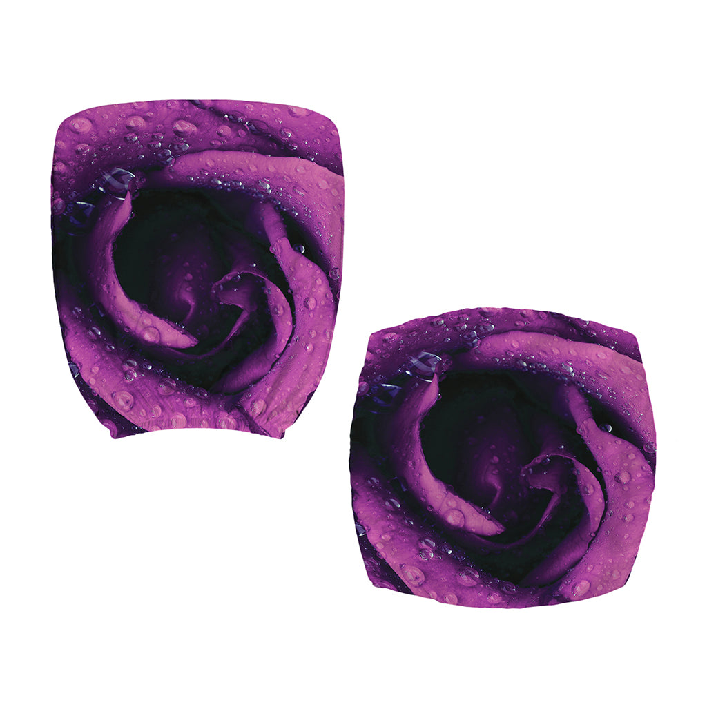 Dark Purple Rose Print Office Chair Cover