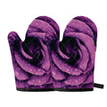 Dark Purple Rose Print Oven Mitts