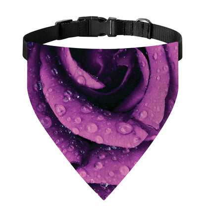 Dark Purple Rose Print Over The Collar Dog Bandana