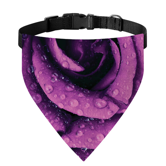 Dark Purple Rose Print Over The Collar Dog Bandana