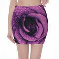 Dark Purple Rose Print Pencil Mini Skirt