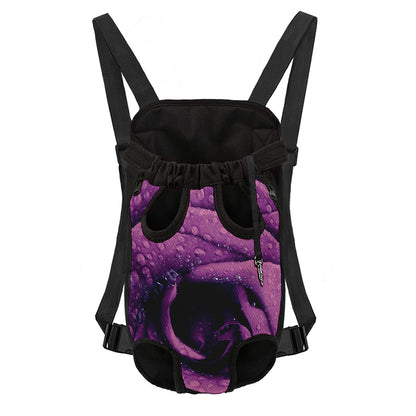 Dark Purple Rose Print Pet Carrier Backpack