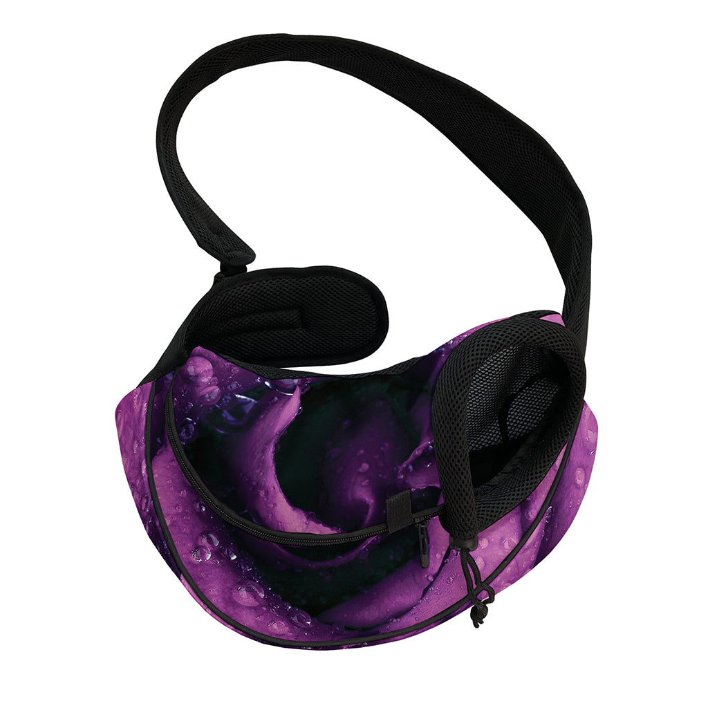 Dark Purple Rose Print Pet Sling Carrier