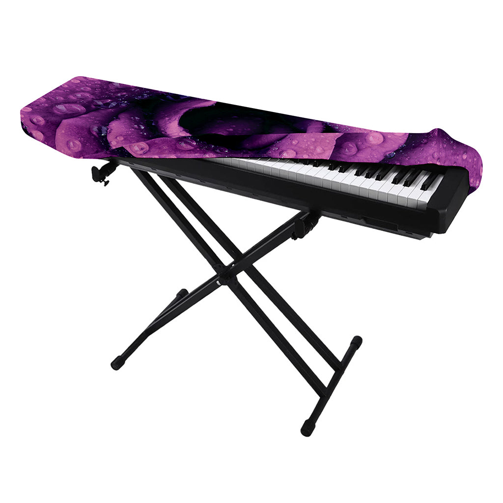 Dark Purple Rose Print Piano Keyboard Cover
