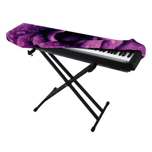 Dark Purple Rose Print Piano Keyboard Cover