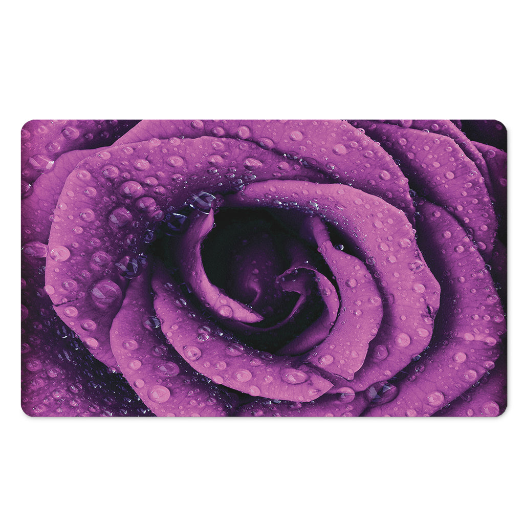 Dark Purple Rose Print Polyester Doormat