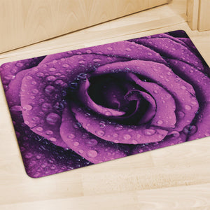 Dark Purple Rose Print Polyester Doormat