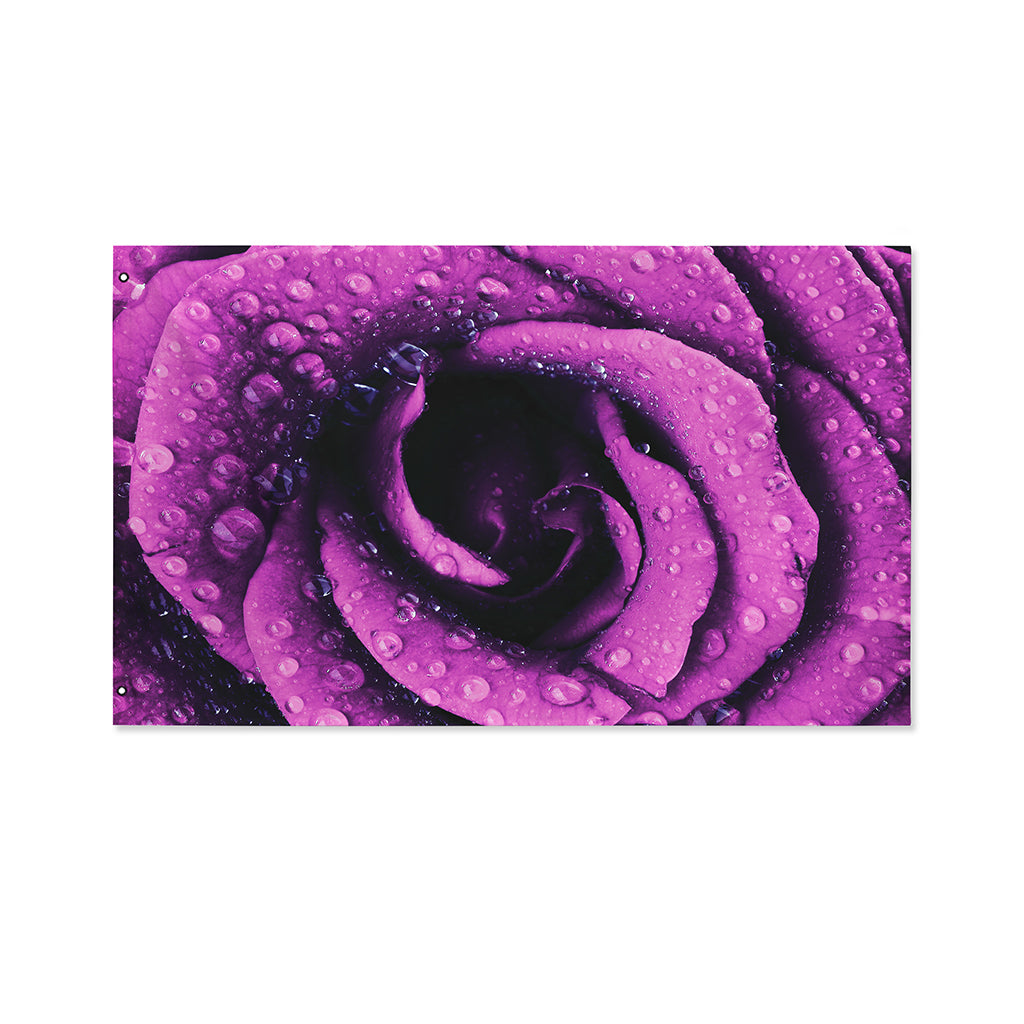 Dark Purple Rose Print Polyester Flag