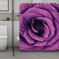 Dark Purple Rose Print Polyester Shower Curtain