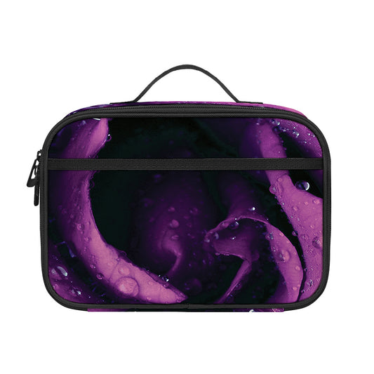 Dark Purple Rose Print Portable Lunch Bag