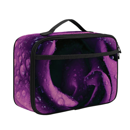 Dark Purple Rose Print Portable Lunch Bag