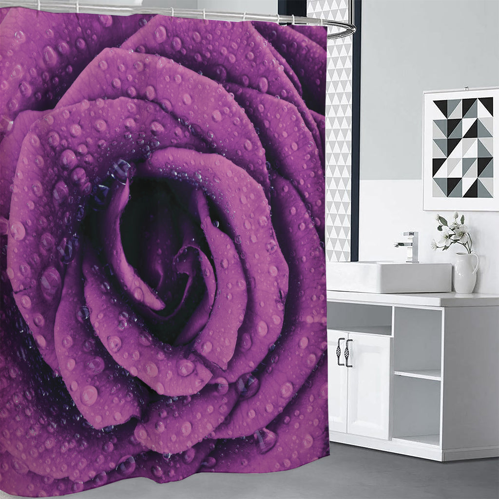 Dark Purple Rose Print Premium Shower Curtain
