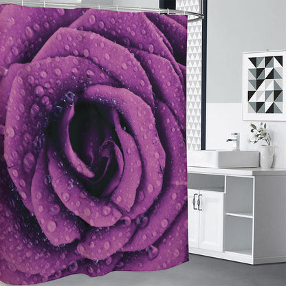 Dark Purple Rose Print Premium Shower Curtain