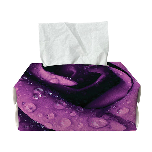 Dark Purple Rose Print Rectangle Tissue Box Cover