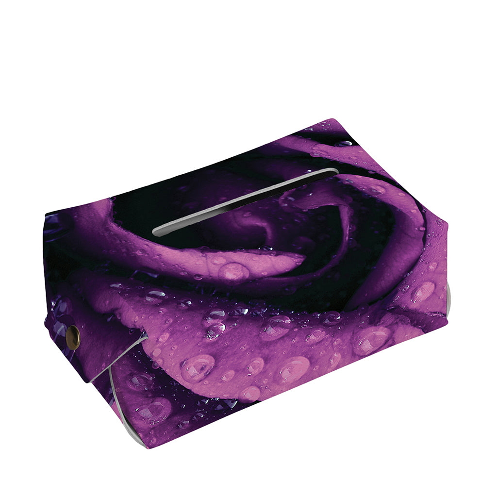 Dark Purple Rose Print Rectangle Tissue Box Cover