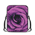 Dark Purple Rose Print Rectangular Crossbody Bag