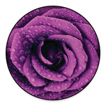 Dark Purple Rose Print Round Floor Mat