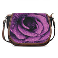 Dark Purple Rose Print Saddle Bag