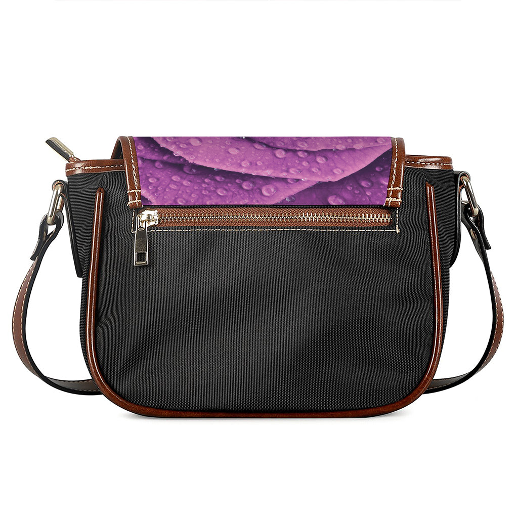Dark Purple Rose Print Saddle Bag