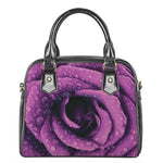 Dark Purple Rose Print Shoulder Handbag