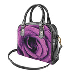 Dark Purple Rose Print Shoulder Handbag