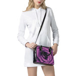 Dark Purple Rose Print Shoulder Handbag
