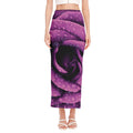Dark Purple Rose Print Side Slit Maxi Skirt
