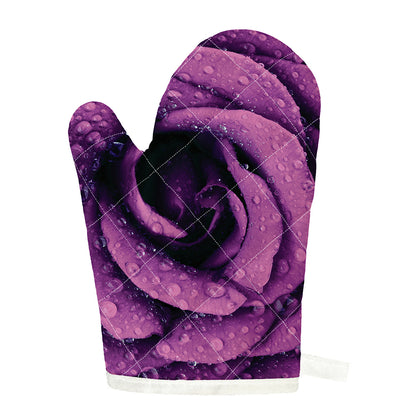 Dark Purple Rose Print Single Oven Mitt