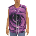 Dark Purple Rose Print Sleeveless Baseball Jersey