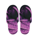 Dark Purple Rose Print Slippers