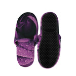 Dark Purple Rose Print Slippers