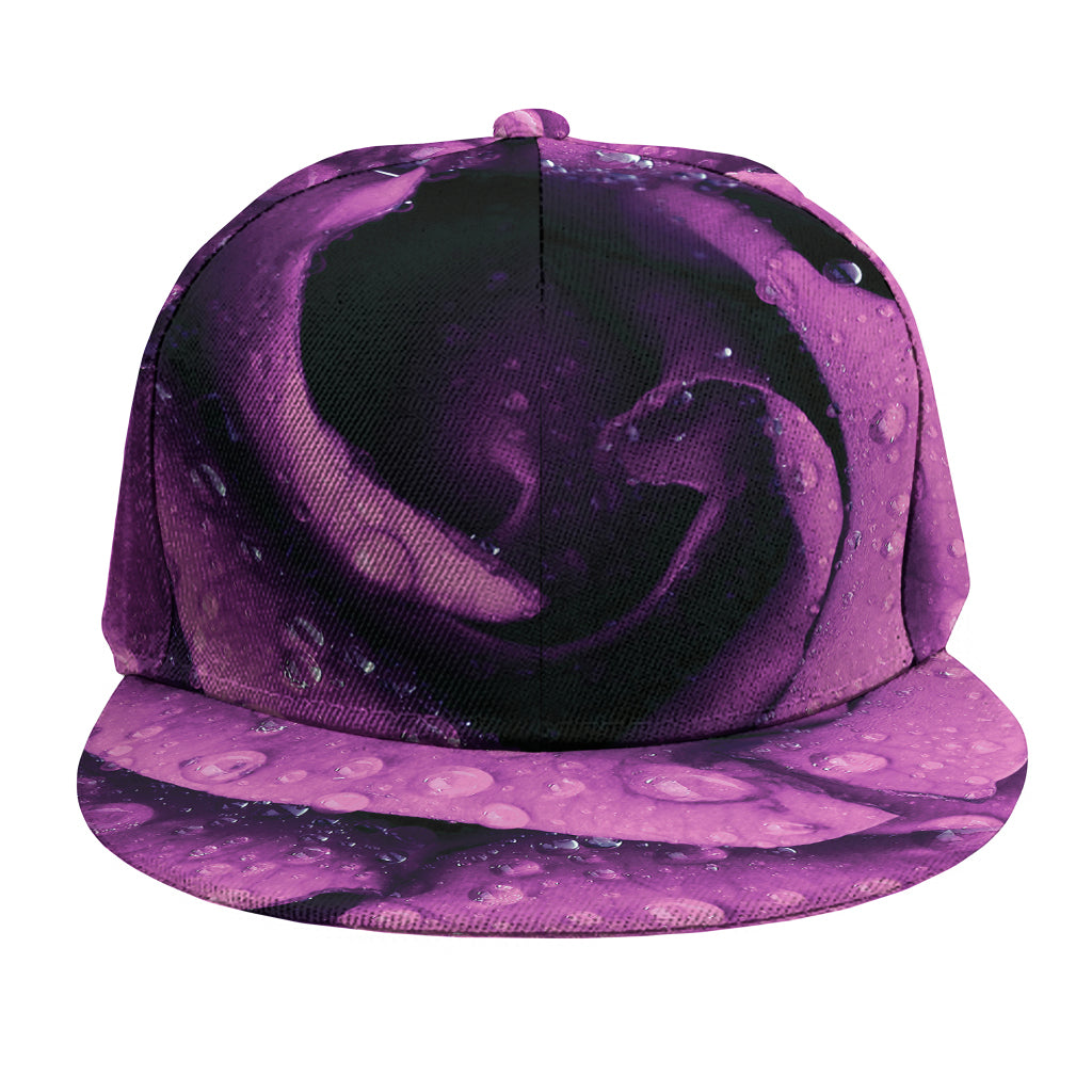 Dark Purple Rose Print Snapback Cap