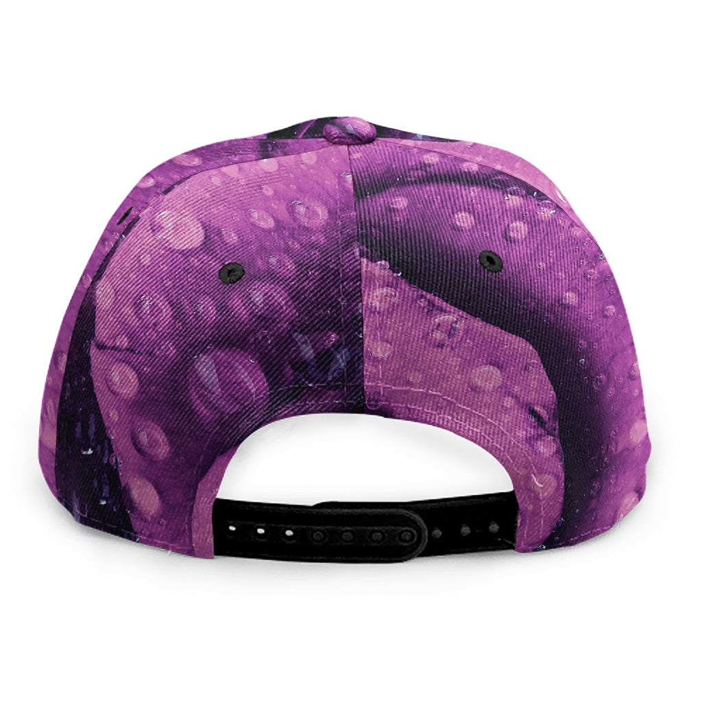 Dark Purple Rose Print Snapback Cap