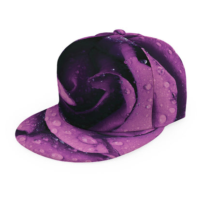 Dark Purple Rose Print Snapback Cap