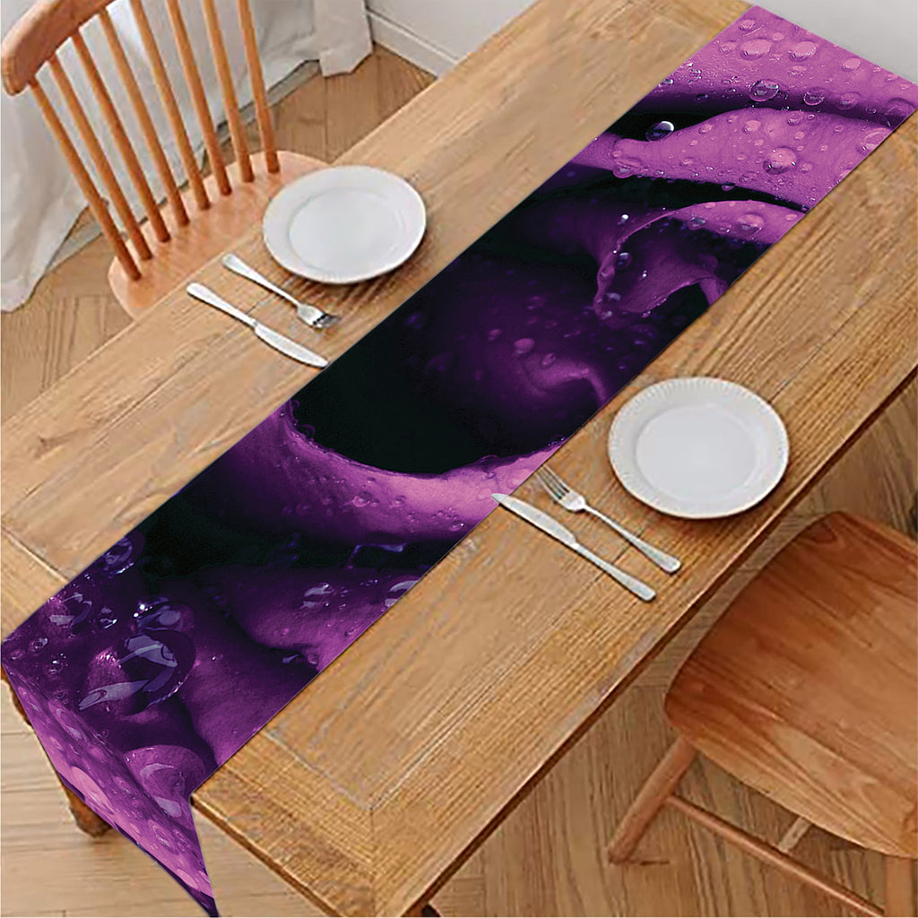 Dark Purple Rose Print Table Runner