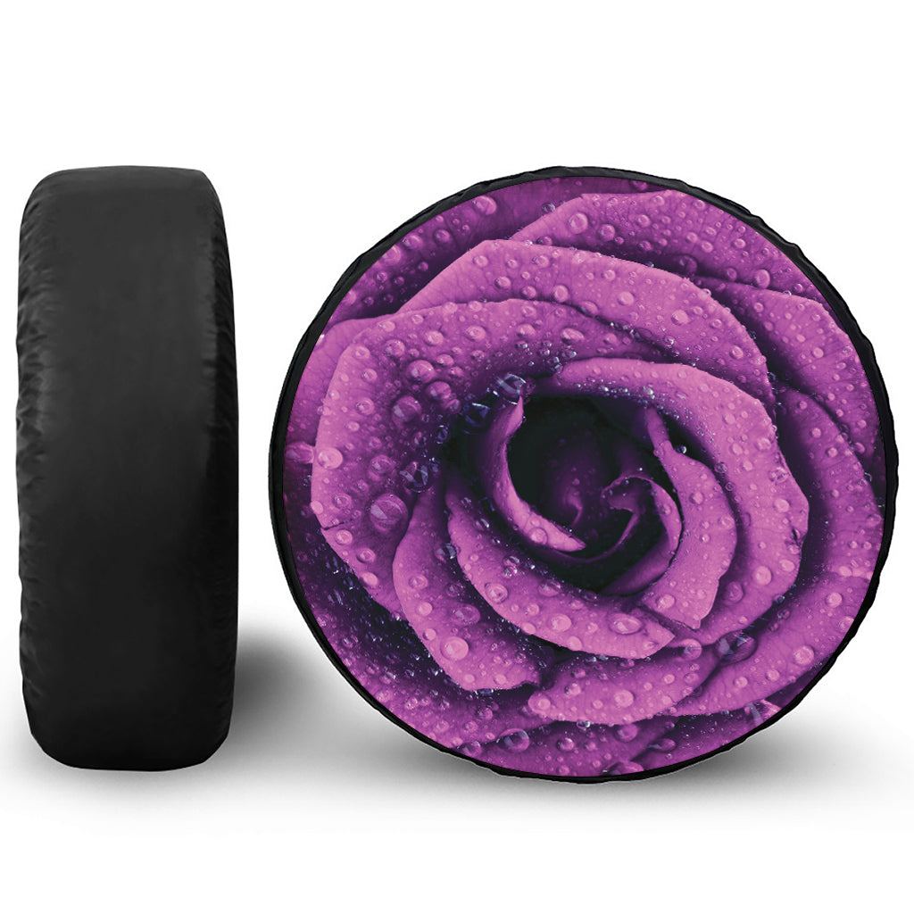 Dark Purple Rose Print Tire Cover