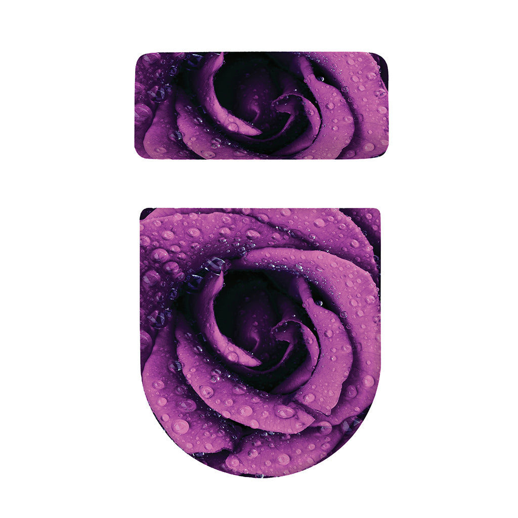 Dark Purple Rose Print Toilet Lid And Tank Cover Set