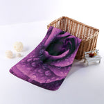 Dark Purple Rose Print Towel