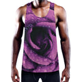 Dark Purple Rose Print Men's Workout Tank Top