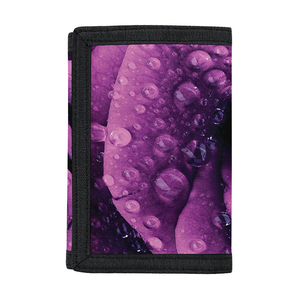 Dark Purple Rose Print Trifold Wallet