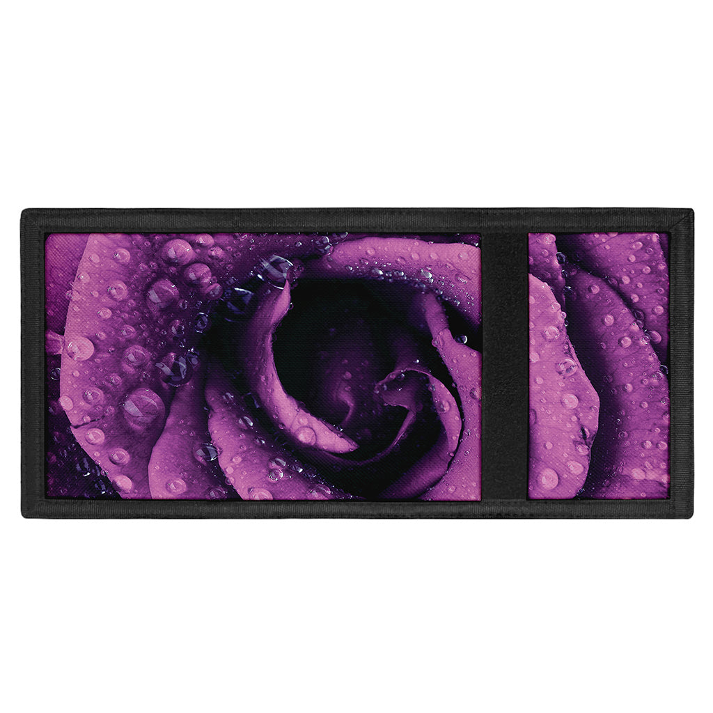 Dark Purple Rose Print Trifold Wallet