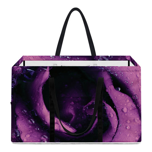 Dark Purple Rose Print Utility Tote Bag