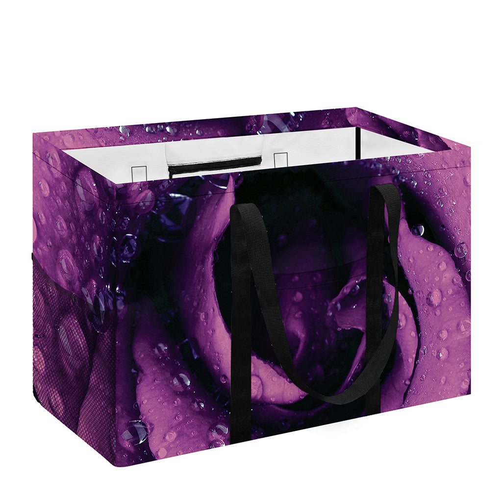 Dark Purple Rose Print Utility Tote Bag