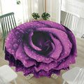 Dark Purple Rose Print Waterproof Round Tablecloth