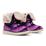Dark Purple Rose Print Winter Boots
